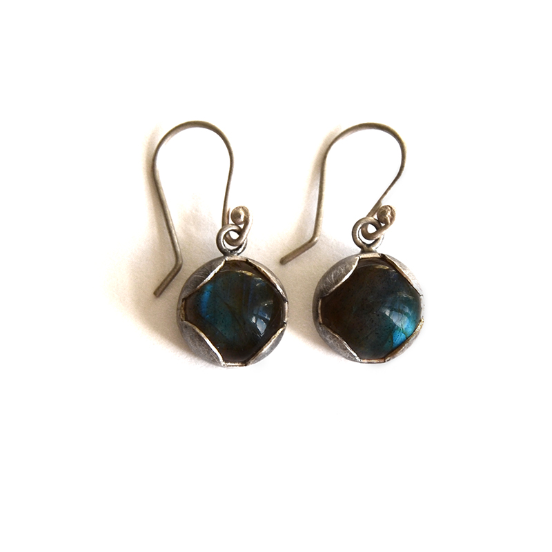 Transformer Earrings, labradorite, sterling silver, 2014