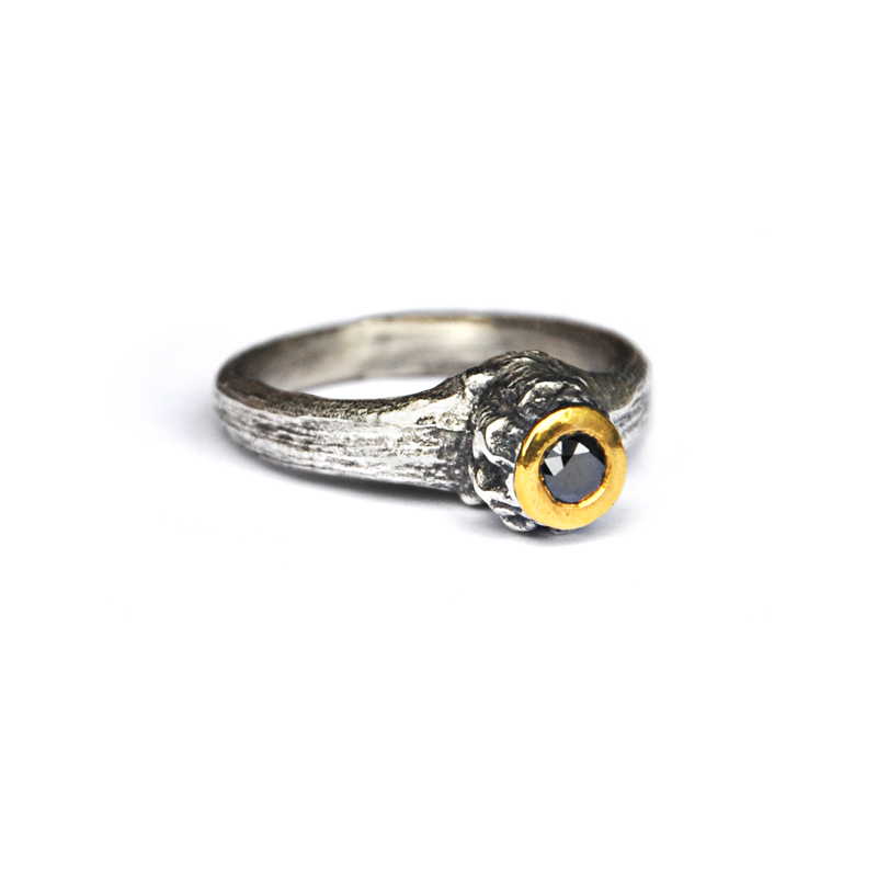 New Potential, sterling silver, 24ct gold, and 3.5mm black diamond, 2013
