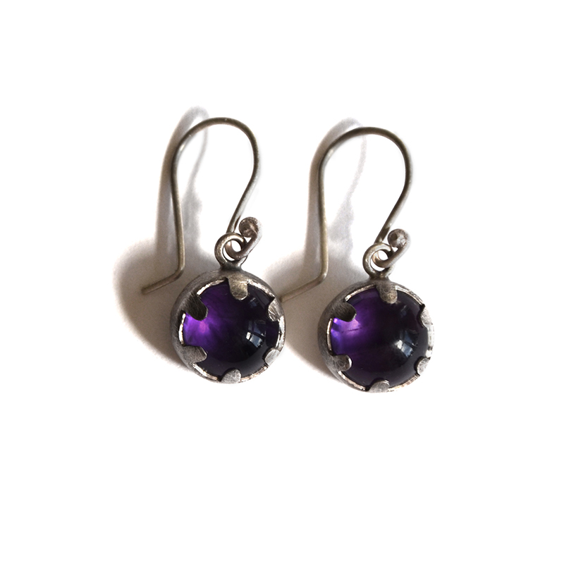 Magician Earrings, amethyst, sterling silver, 2014