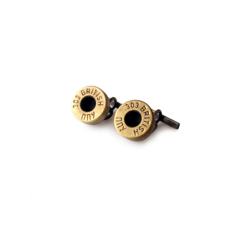 Friendly Fire, cufflinks, oxidised sterling silver, brass bullets, 2007