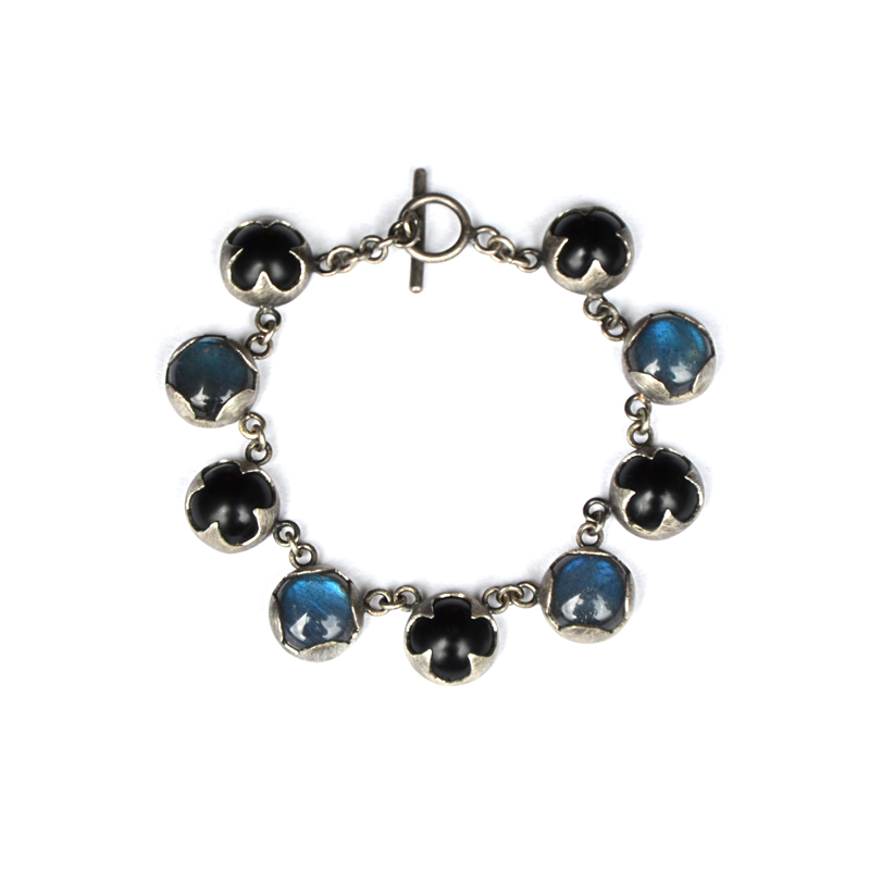 Healer Bracelet, onyx, labradorite, sterling silver, 2015