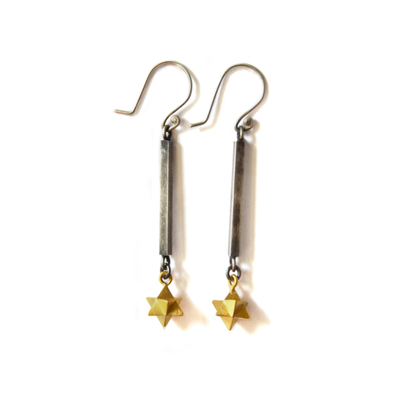 Portal Earrings, sterling silver, 24ct gold plate, 2015