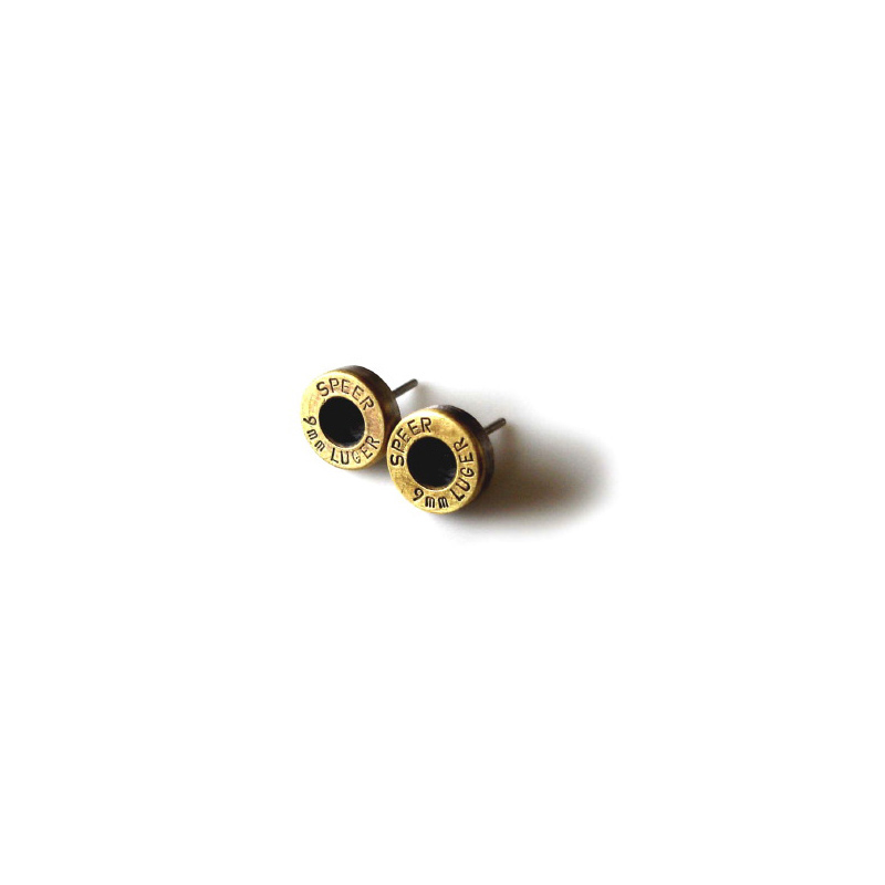Friendly Fire, studs, oxidised sterling silver, brass bullets, 2007