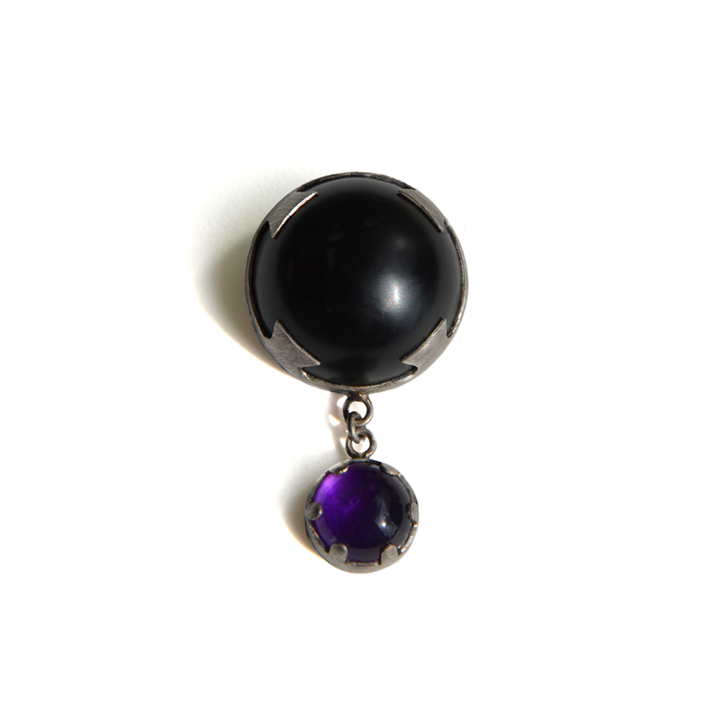 Creator Brooch, onyx, amethyst, sterling silver, 2015
