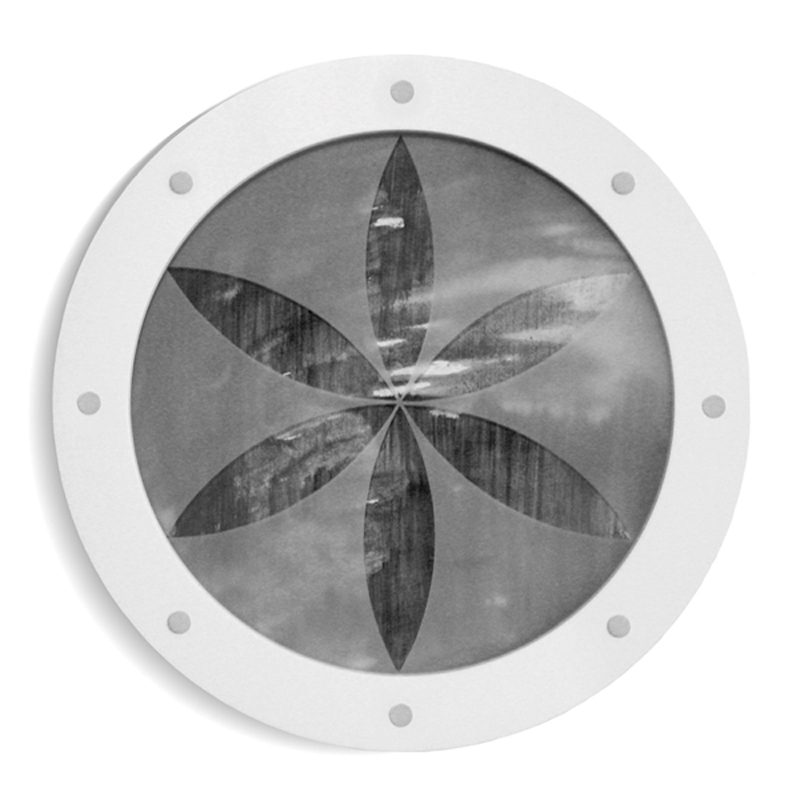 All That is Concealed Will be Revealed, Kate Alterio, 3D wall mounted piece, 450mm diameter, sterling silver, indian ink, paper, brass, sandblasted glass, custom wood, 2009