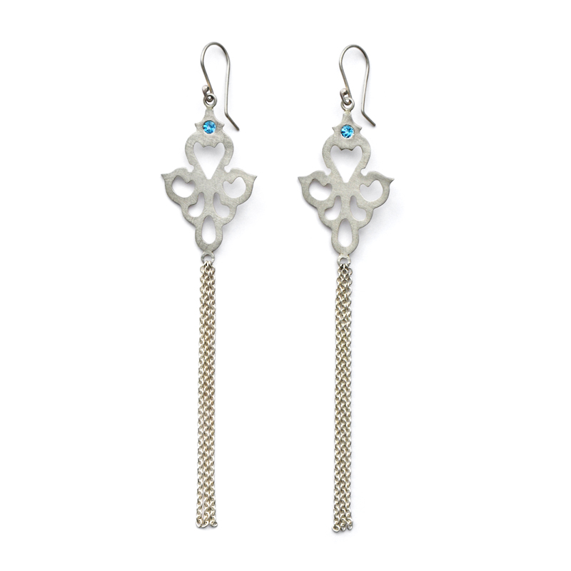 Dawn Earrings, london topaz, sterling silver, 2013