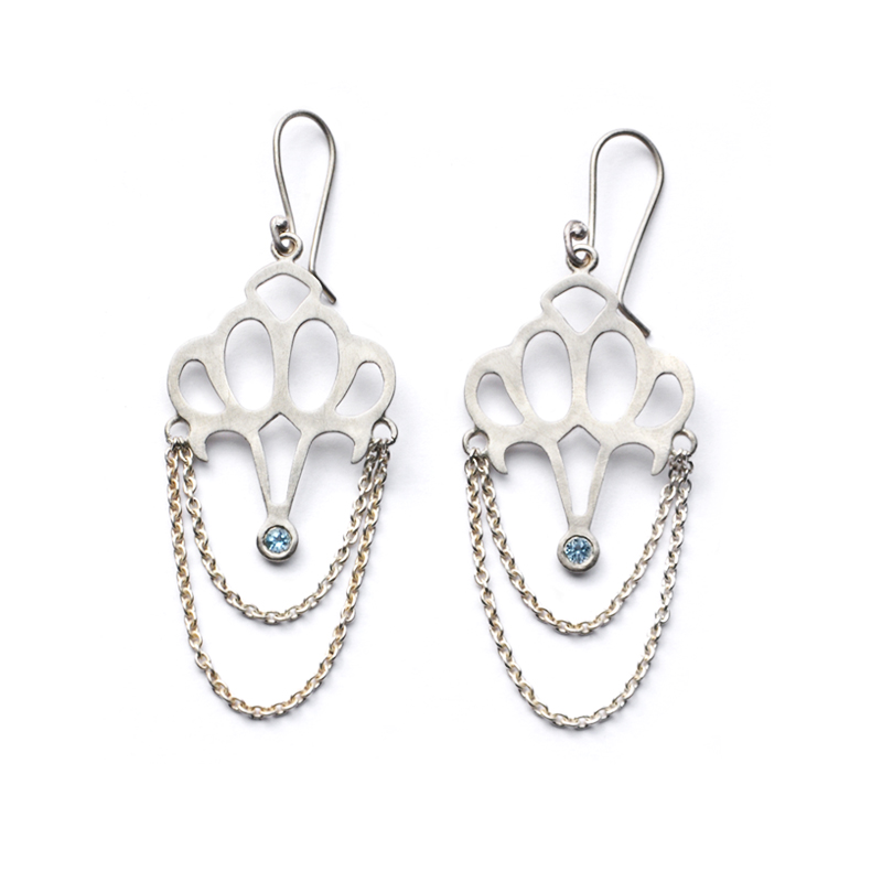 Daybreak Earrings, sky blue topaz, sterling silver, 2013