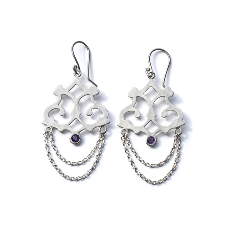 Midnight earrings, amethyst, sterling silver, 2013