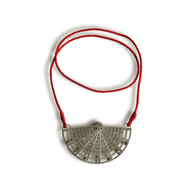 Necessary Communication, pendant, sterling silver, hand plaited silk cord, 2012
