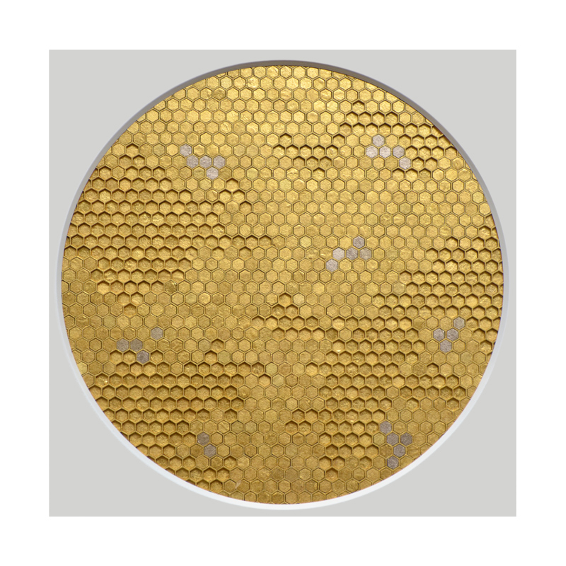 Sacred II (Detail), Cotton board, acrylic, 24ct yellow gold leaf, 23ct red gold leaf, 22ct moon gold leaf, 22.5ct champagne gold leaf, 2015