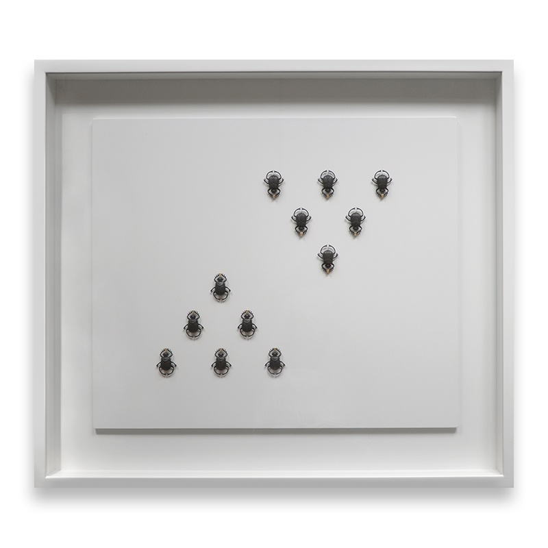 Suspended Earth And Sky, bronze, silver, 22ct yellow gold, white topaz (one off), 2016