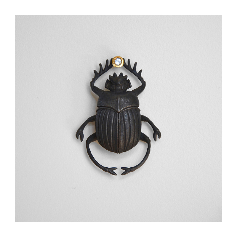 Suspended Earth And Sky (Detail), bronze, silver, 22ct yellow gold, white topaz (one off), 2016