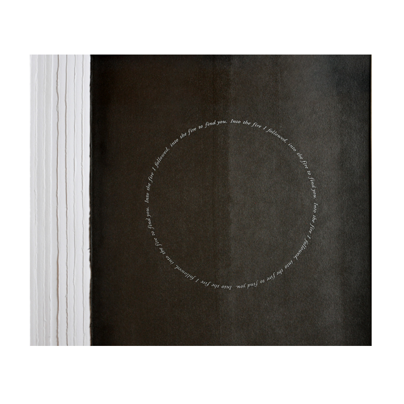 Heart of Fire (Detail), Sand-blasted glass, ink on paper, 810 x 670mm (frame size h x w), 2012