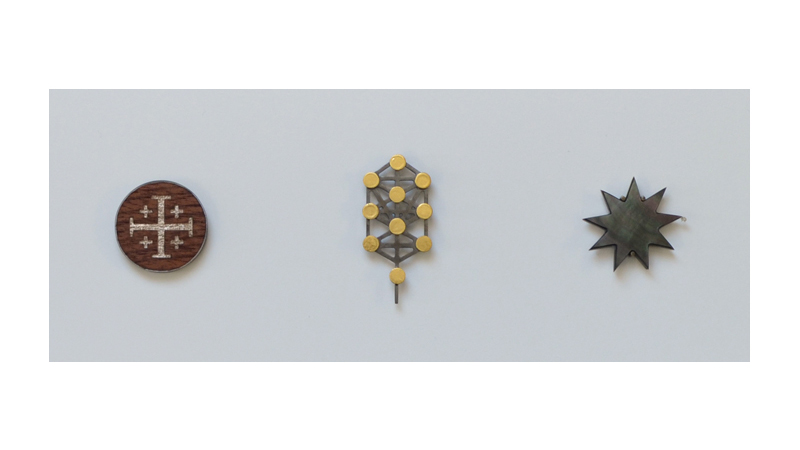 The One, The All (Detail III), Brass, silver, 24c gold plate, 23ct moon gold leaf, 24ct gold leaf, 22ct champagne gold, palladium leaf, ebony, box wood, cedar, lignum vitae, mother of pearl, ivory (recycled piano key), One off, 2016