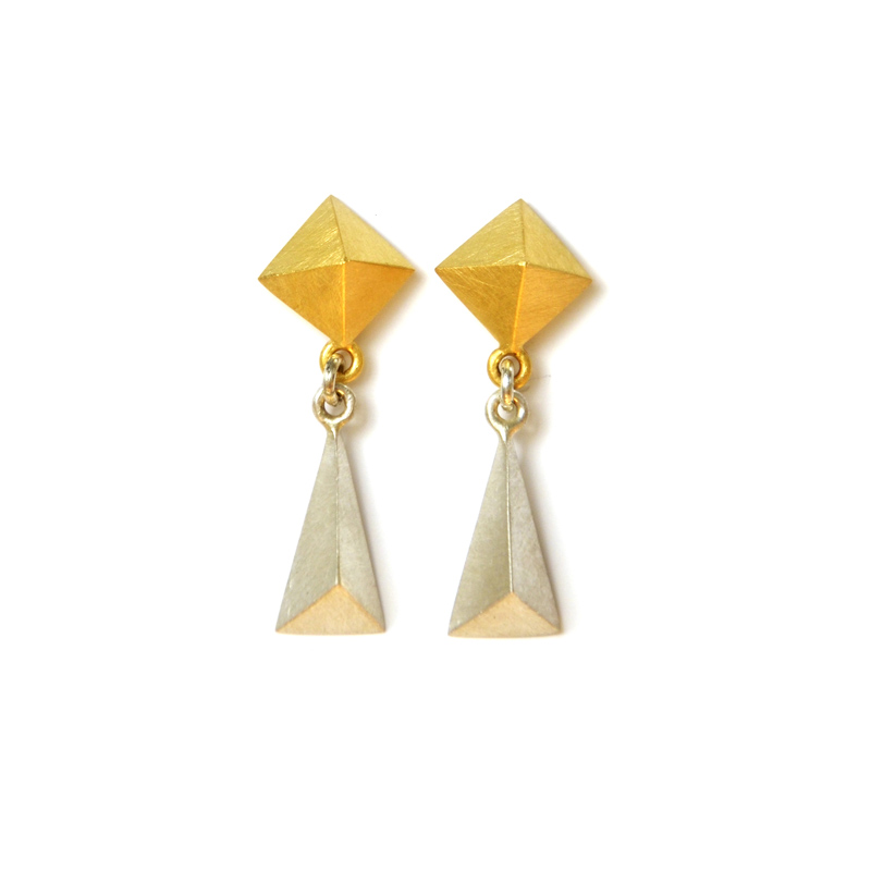 Balance Studs, sterling silver and 24ct gold plate, 2017