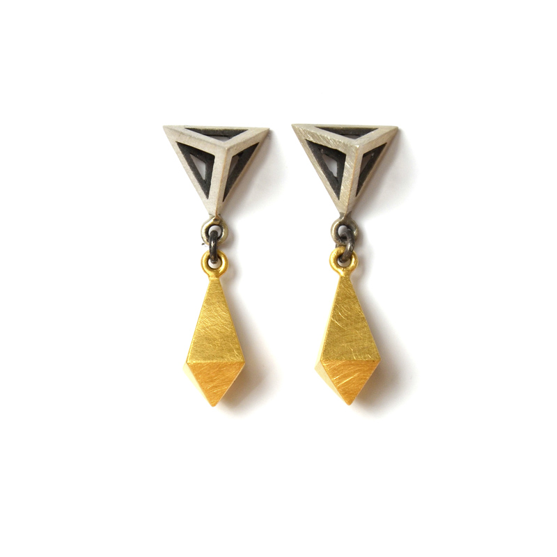 Elevate Studs, Sterling silver and 24ct gold plate, 2017