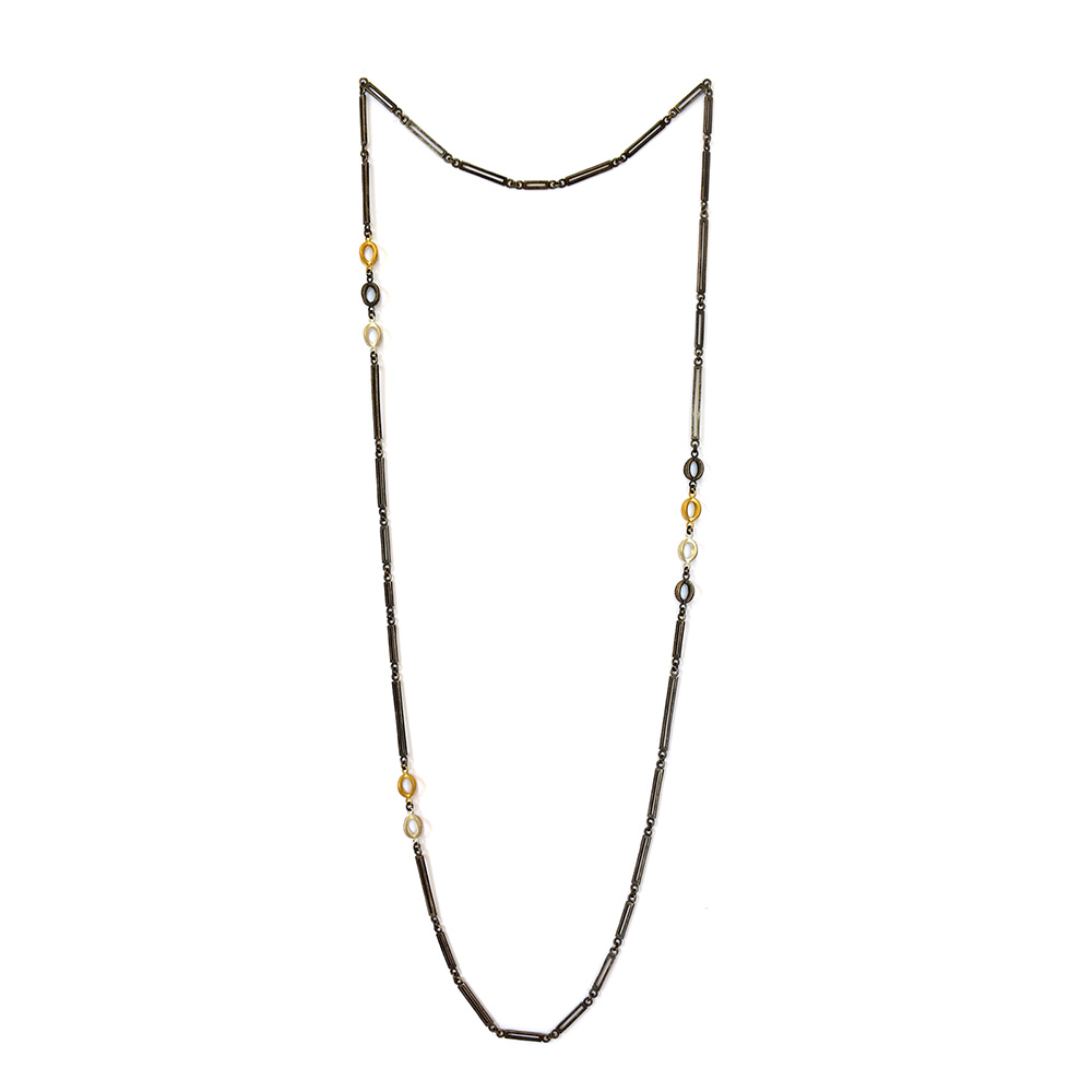 Between light and dark necklace, Sterling Silver, 18ct gold. 2018