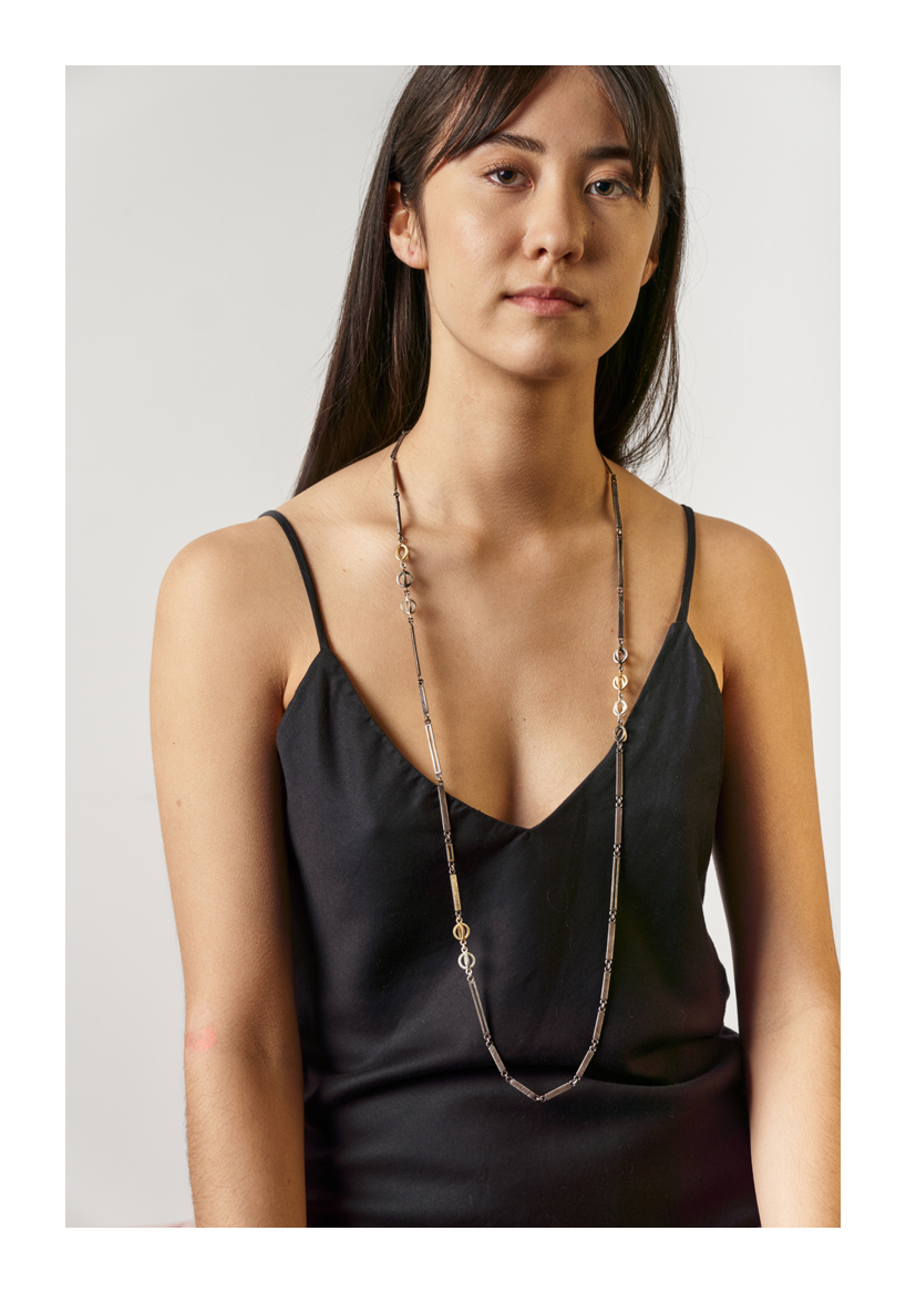 Between Light & Dark Necklace, sterling silver, 18ct gold, 2018, Kate Alterio